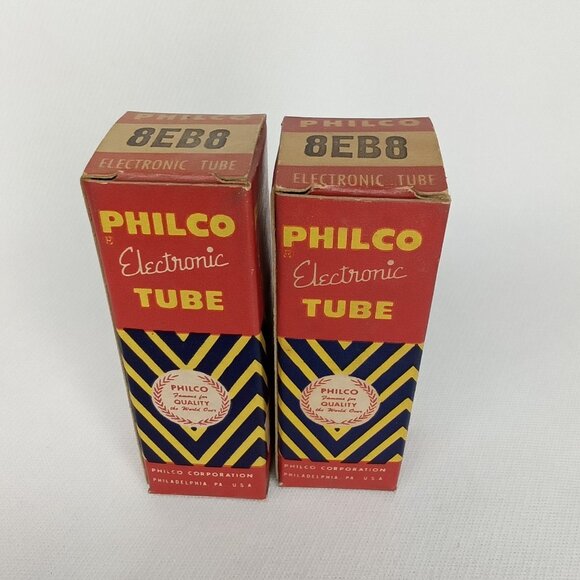 Mid Century Electronic Tube With Box Set Of 2 Philco Model 8EB8 NOS NIB 1950s - Picture 6 of 9